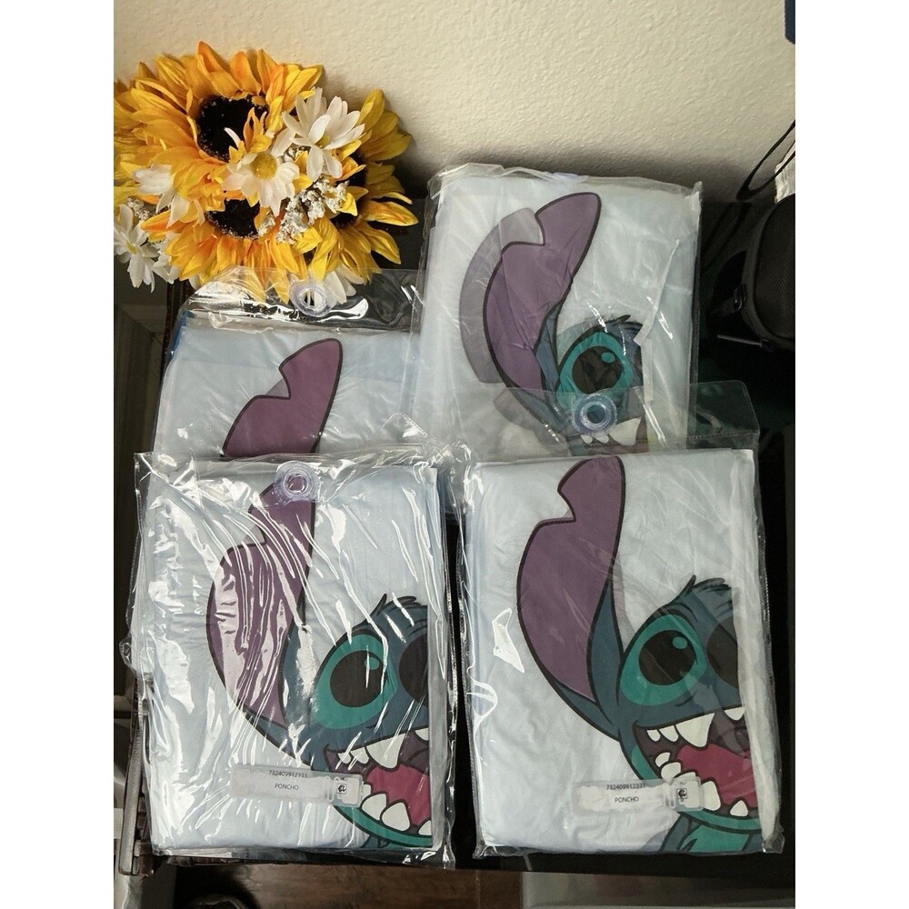 Disney Parks Rain Poncho Lot of 4 - 3 Adult 1 Youth Stitch Jerry Leigh NEW